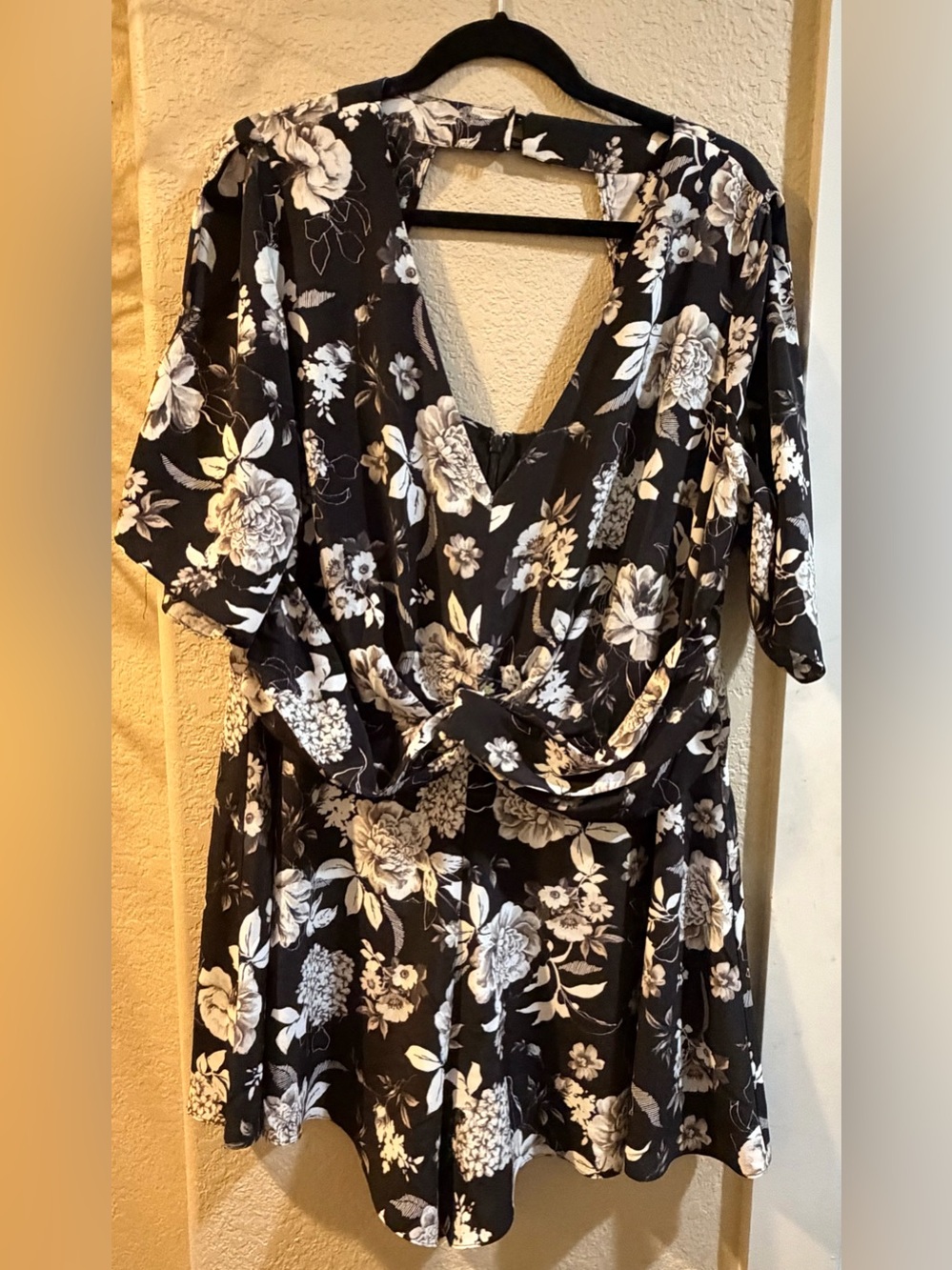 City Chic Black Floral Cold-Shoulder Romper